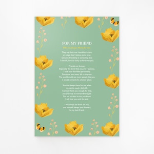 Personalised Floral Illustration Poem Print. Use your Own Words. Custom Made. Lyrics Poster Wedding Anniversary Funeral Reading Gift