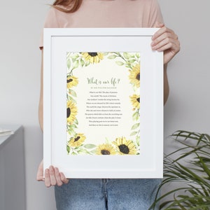 Personalised Sunflower Floral Poem Print Floral Anniversary Gift. Framed. Wall Decor. Handmade. Poem. Use Your Own Favourite Words