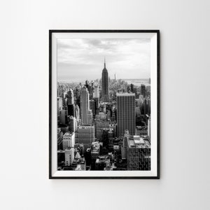 Impresión en blanco y negro del Empire State Building de Nueva York, arte sin marco, decoración de pared para el hogar, fotografía moderna contemporánea monocromática