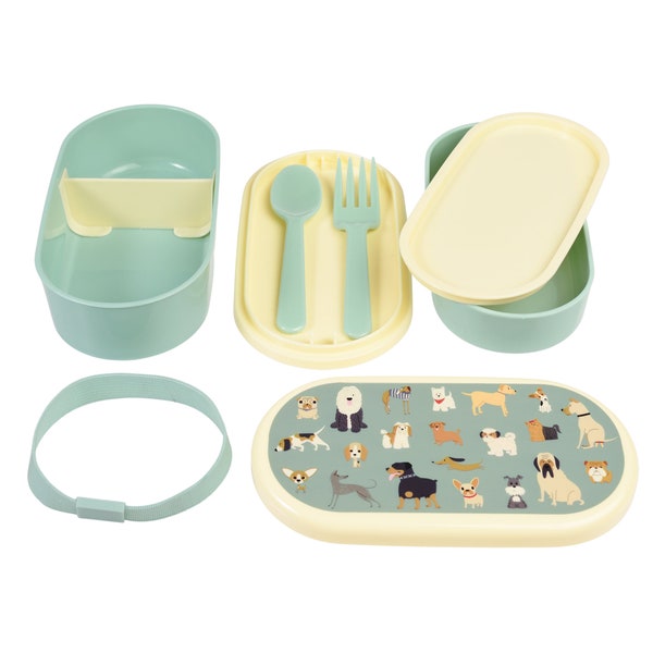 Bento Box pour enfants, Best in Show Dog Design, Boîte à lunch compacte avec fourchette et cuillère, organisation des aliments, boîte à lunch pour enfants avec couverts