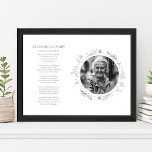 In Loving Memory Personalised Floral Poem Photo Print A4 A3 Custom Made Baby Funeral Memory Lyrics Wedding Anniversary Keepsake Birthday