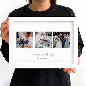 Custom Made 3 Photo Print. Framing Available. Wedding New Baby Holiday Home Personalised Wall Decor Keepsake Gift Handmade Made To Order