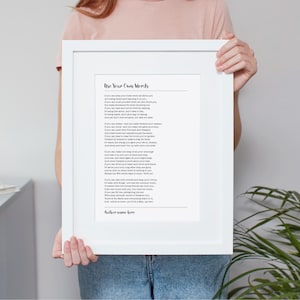 Personalised Poem Print. Use your Own Words. Custom Made. Favourite Lyrics Poster Wedding Anniversary Funeral Reading Gift 8x10,A4,A3