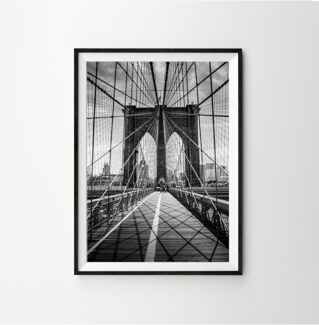 Brooklyn Bridge Black and White Unframed Print Art Home Wall Decor ...