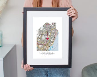 Custom Made Personalised Print UK Map Location Address Home Heart Framing Keepsake Homeowner Gift First Home Housewarming Wall Decor