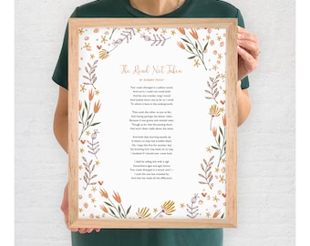 Floral Illustration Personalised Poem Print. Use Your Own Words. Anniversary Gift. Framed. Wall Decor. Handmade.