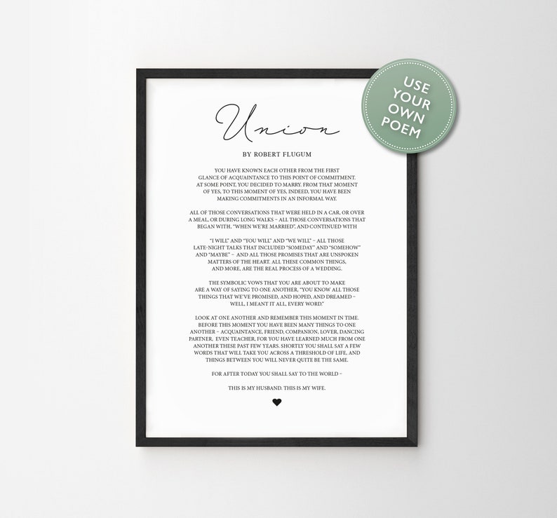Maybe Wedding Poem Print Black and White Personalised Use Your Own ...