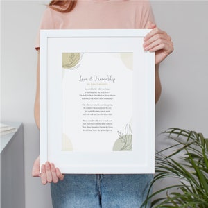 Contemporary Floral Personalised Favourite Poem Print Stylish and Modern Anniversary Gift. Framed. Wall Decor. Handmade.