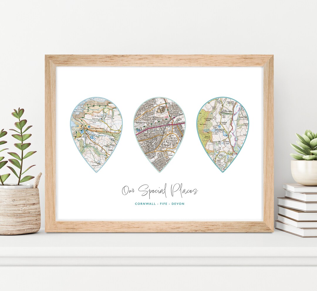 Personalised Favourite UK Places Map Print Home OS Maps Housewarming