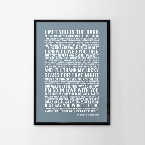 Custom Personalised Song Lyrics Print. Word Art, Home Decor. Favourite Song. First Dance. Wedding Anniversary Custom Made Gift