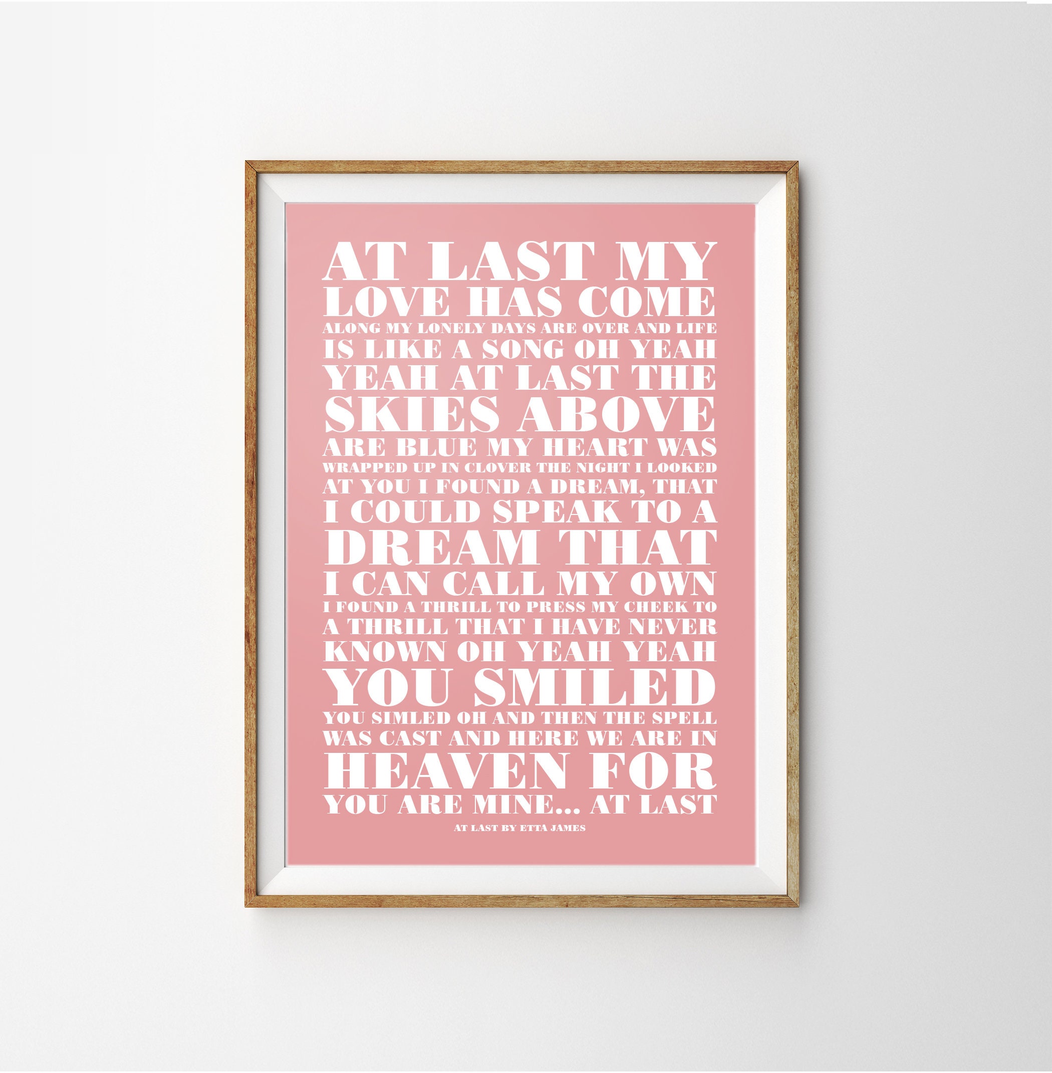 At Last by Etta James Unframed Song Lyrics Typography Print A4 A3 A2 Wall  Decor Poster - Etsy, image size:2100x2142