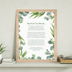 Custom Made Botanical Personalised Print. Favourite Poem Lyrics Poster Wedding Anniversary Reading Gift 8x10,A4,A3 Use your Own Words Floral