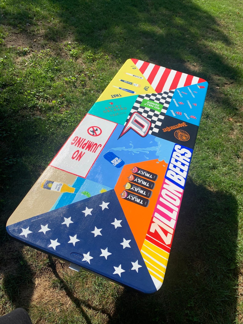 Hand painted 6ft plastic beer pong table examples Etsy