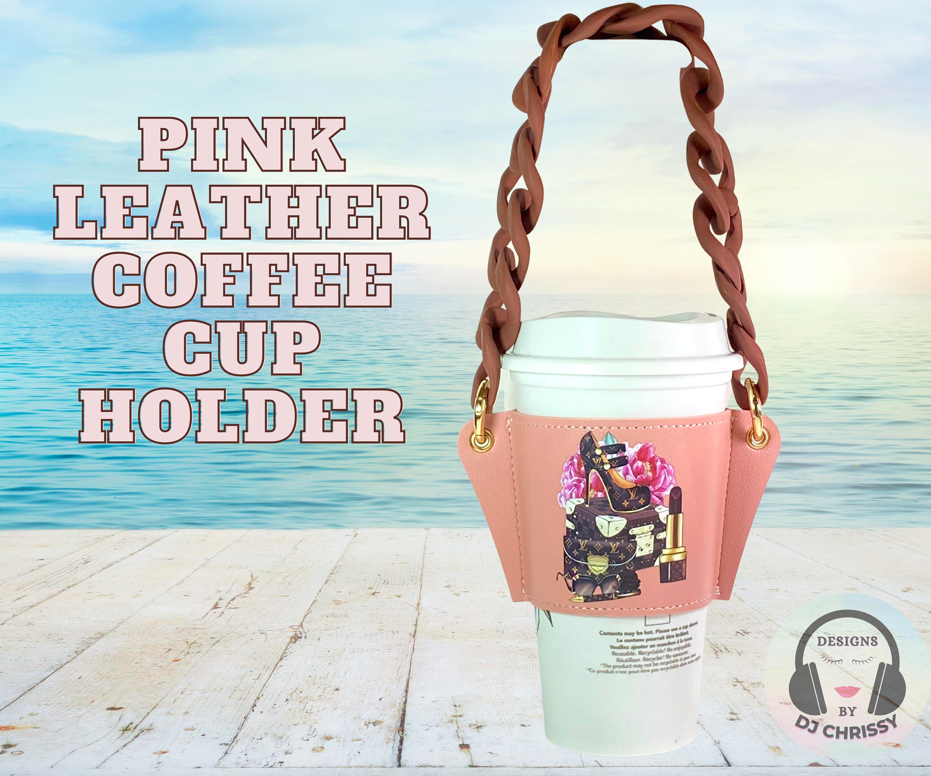 Pink Leather Coffee Cup Holder Mothers Day Gift Coffee Cup 