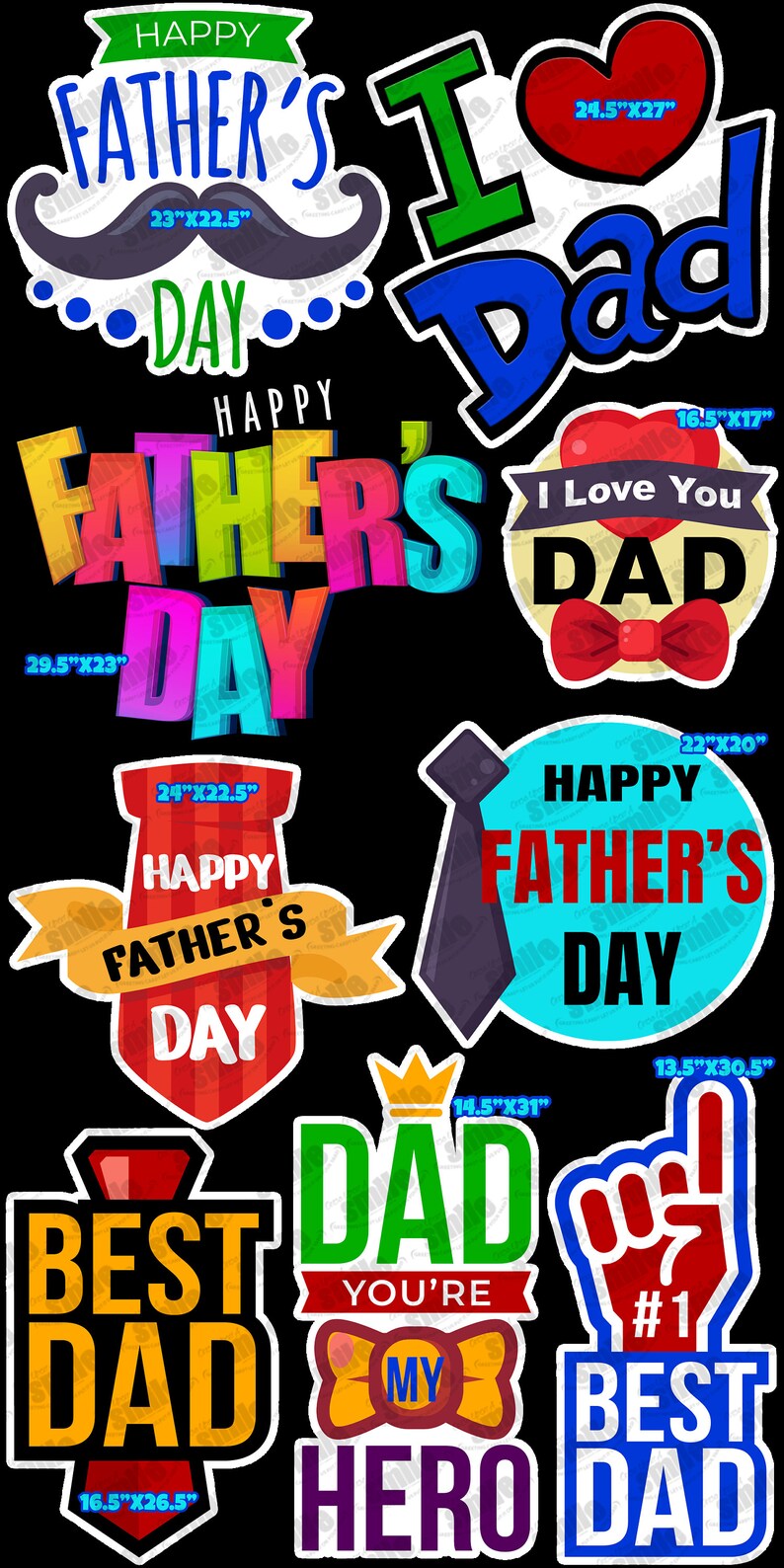 Father's Day 9 Piece Father's Day Yard Card Flair Etsy
