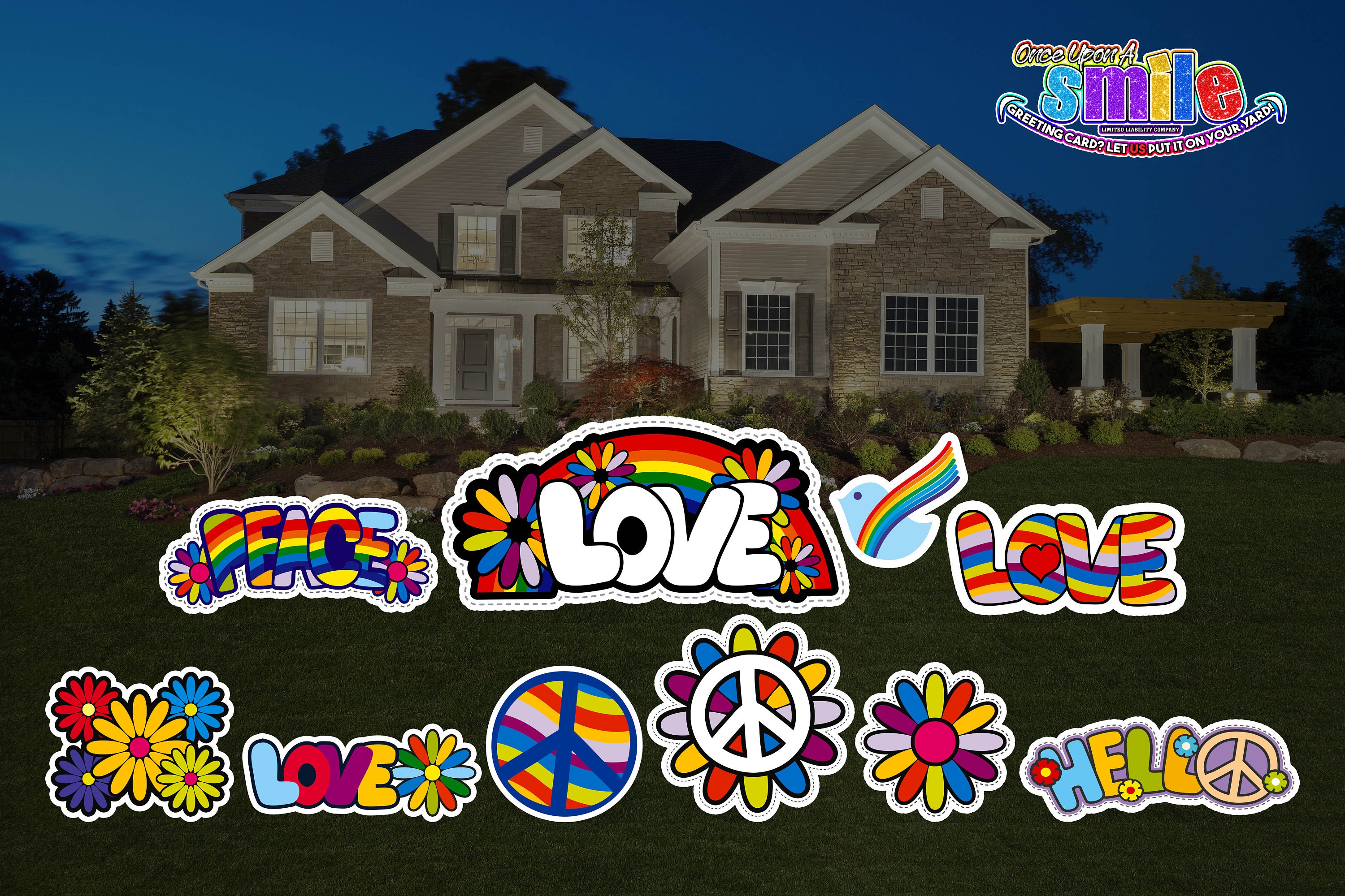Peace and Love Retro Set 10 Piece Yard Card Flair Set - Etsy