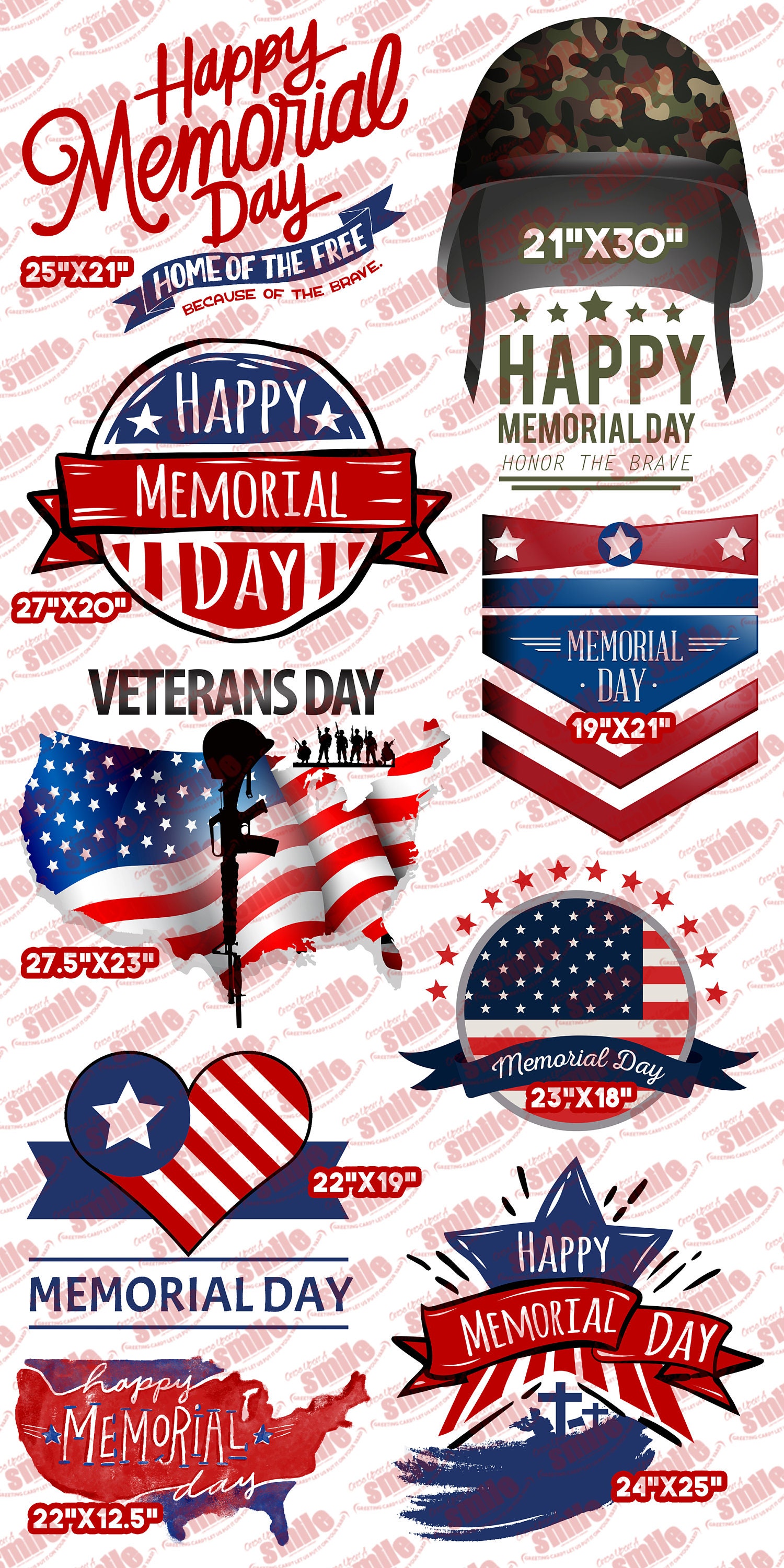 Memorial Day Flair 9 Piece Yard Card Set stakes Not - Etsy