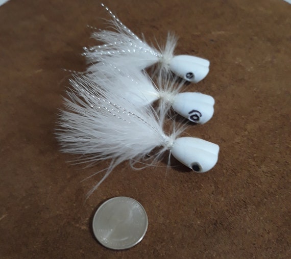 3 Pack White Saltwater Poppers 