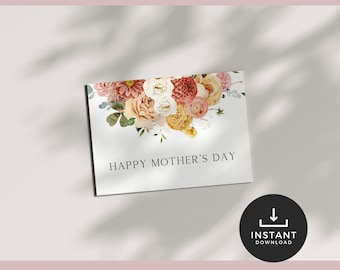 Floral Mother's Day Card Printable Pdf | Printable Mother's Day Card | Printable Card For Mom | Instant Download Mother's Day | Floral Card