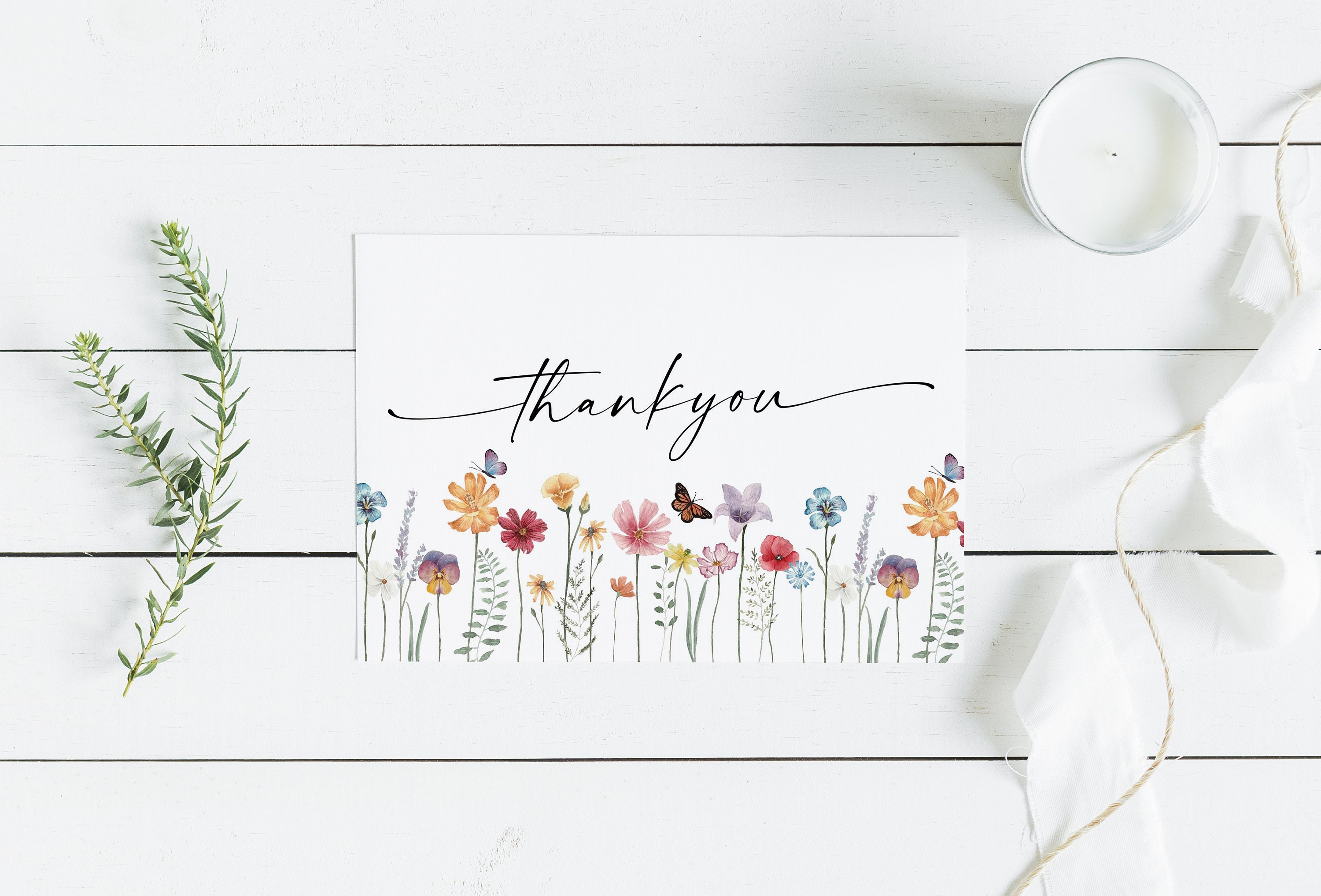 Wildflower Thank You Card | Printable Thank You Card PDF | Print and ...