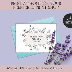 Digital Downloads Thank You Card | Printable Thank You Card PDF | Print and Cut Thank You Card | DIY Thank You Card | Thank You Note PDF