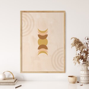 Erdiger Mond Wandkunst, mystische druckbare Kunst, Boho Digital Art