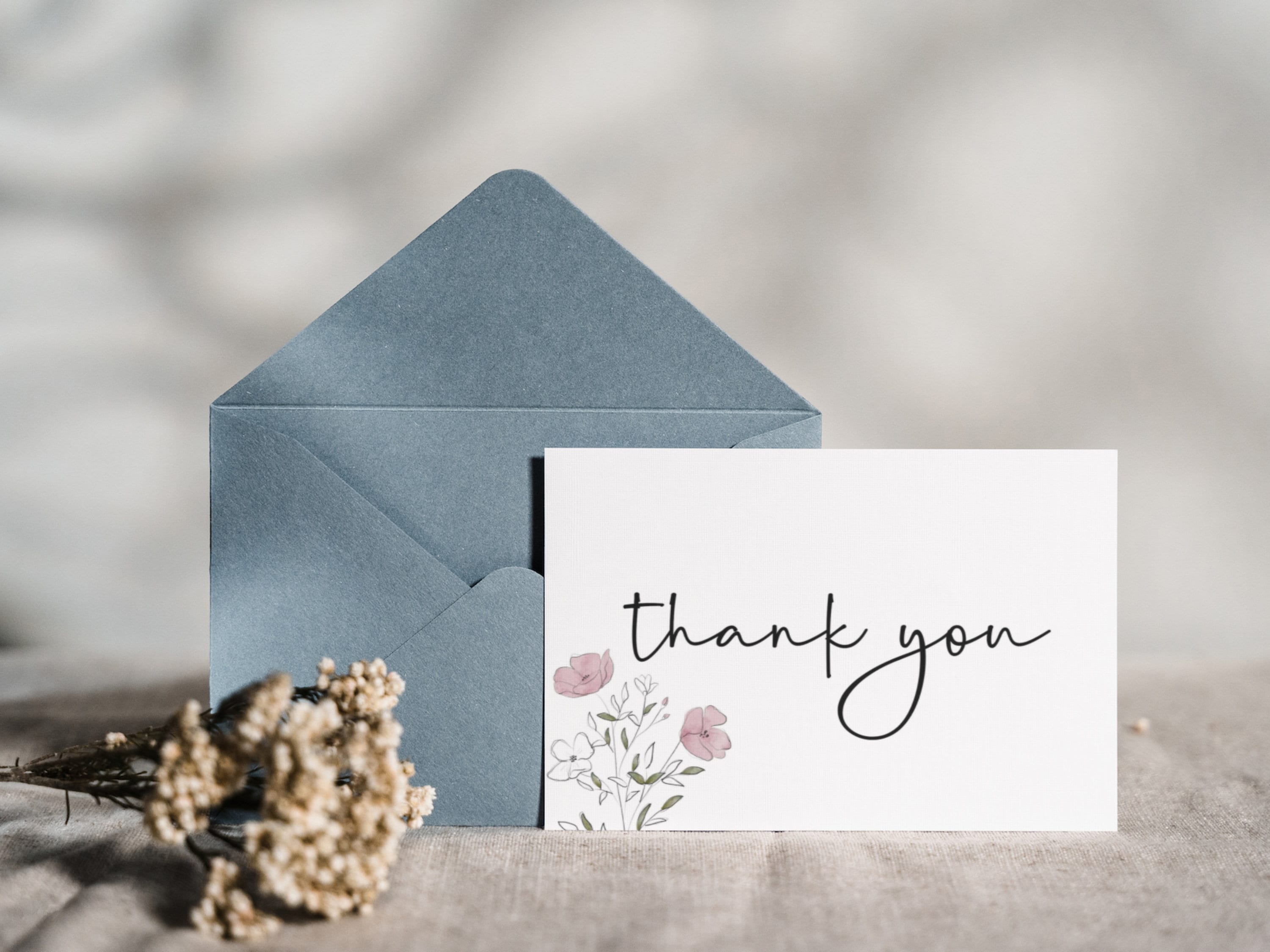 Printable Floral Thank You Cards | Printable Thank You Card | Printable ...