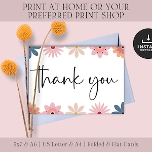 Thank You Cards Downloadable| Printable Thank You Card PDF | Print and Cut Thank You Card | DIY Thank You Card | Thank You Note PDF
