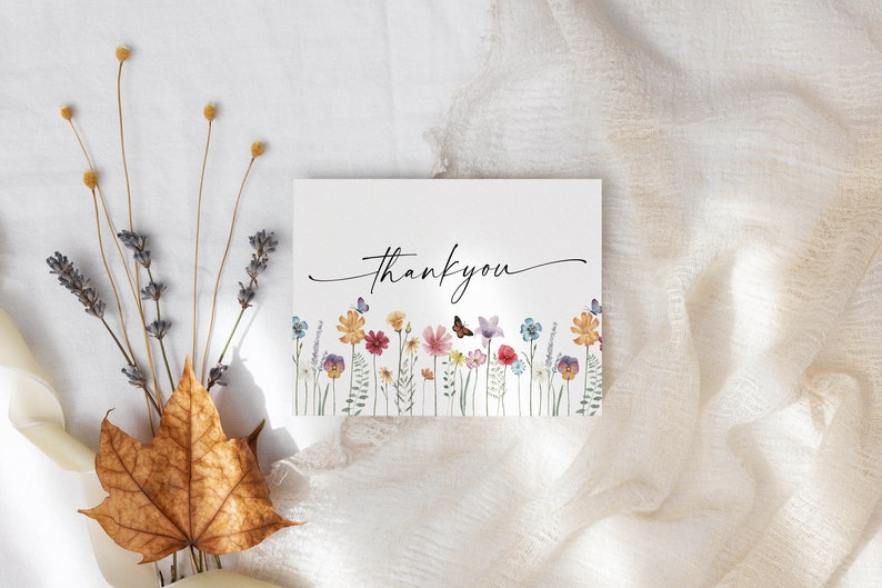 Wildflower Thank You Card | Printable Thank You Card PDF | Print and ...