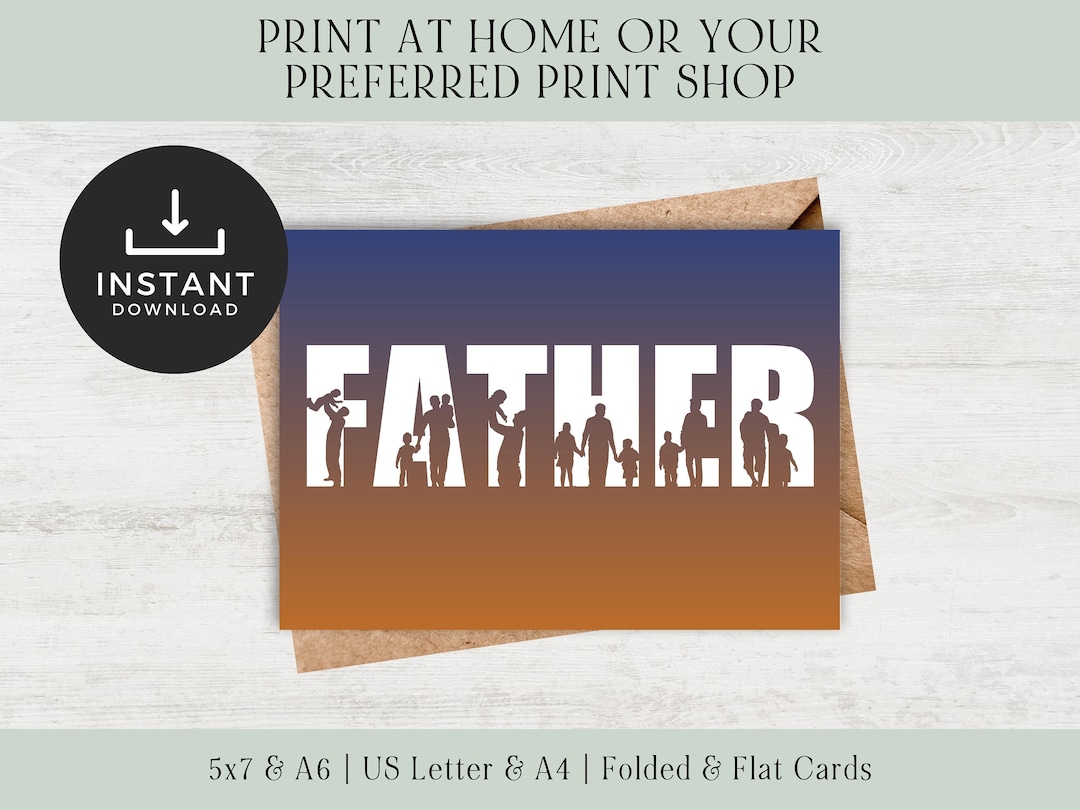 Father's Day Card Printable | Foldable Fathers Day Card Printable ...