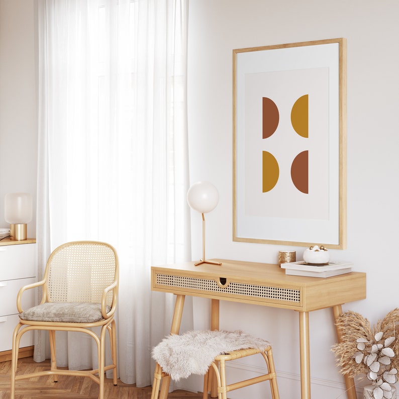 Geometric Mid Century Modern Printable Wall Art, Abstract Digital Art ...