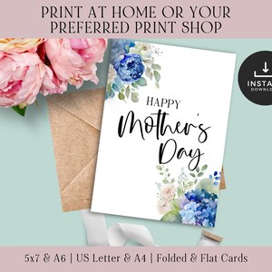 Bonita Tarjeta del Día de la Madre Imprimible Pdf / Tarjeta Imprimible del Día de la Madre / Tarjeta Imprimible para Mamá / Descarga Instantánea Día de la Madre / Tarjeta Floral