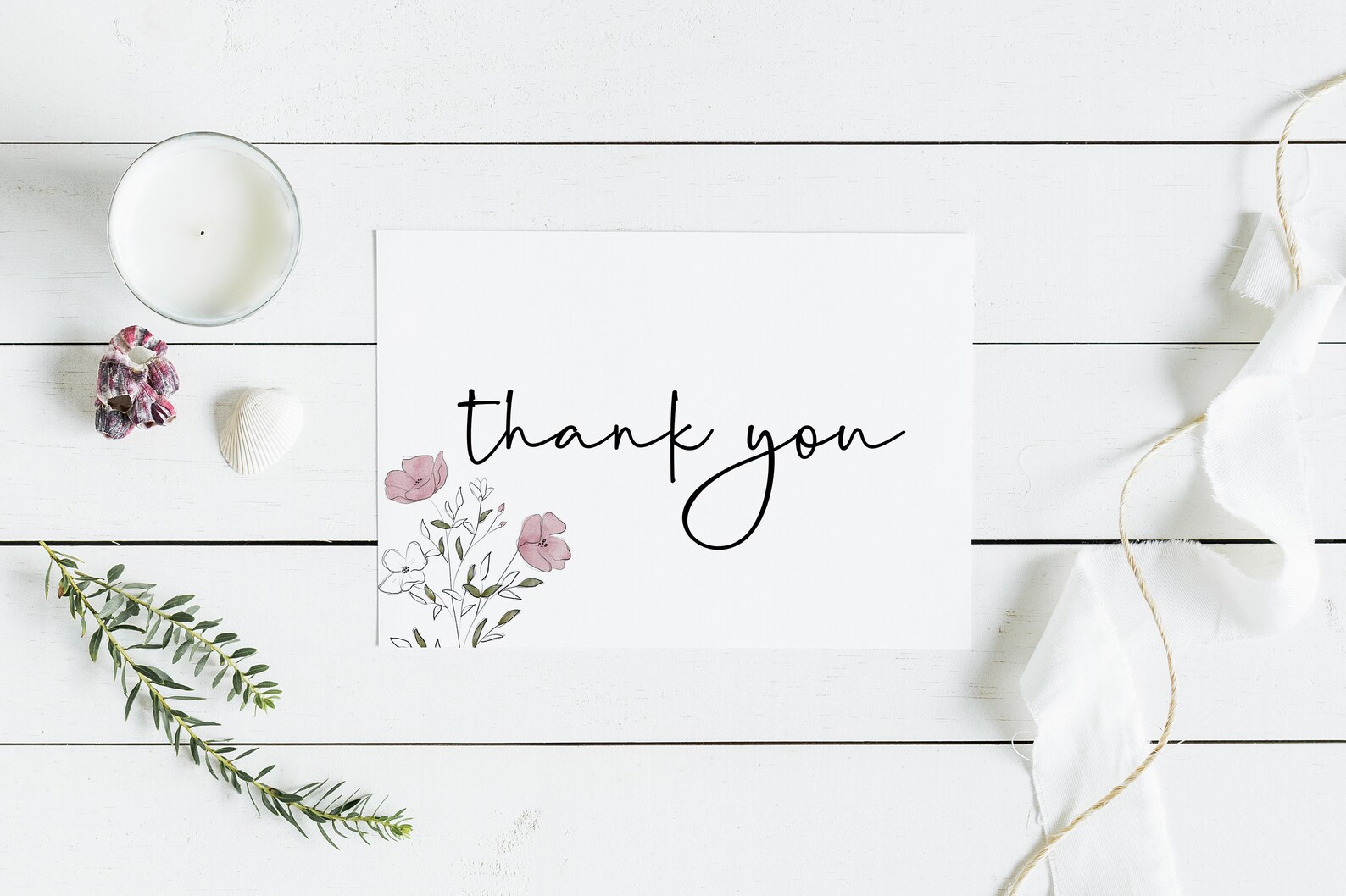Printable Floral Thank You Cards | Printable Thank You Card | Printable ...