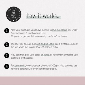 May include: A printable guide with four steps on how to use printable files. The guide includes a printable logo with the text "Printable Print at Home".