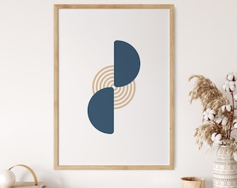 Geometric printable wall art, abstract style mid century modern digital art