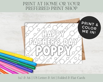 Biglietto per la festa del papà per papavero / Biglietto per papavero da colorare stampabile / Biglietto per la festa del papà stampabile da colorare / Biglietto per la festa del papà da colorare stampabile