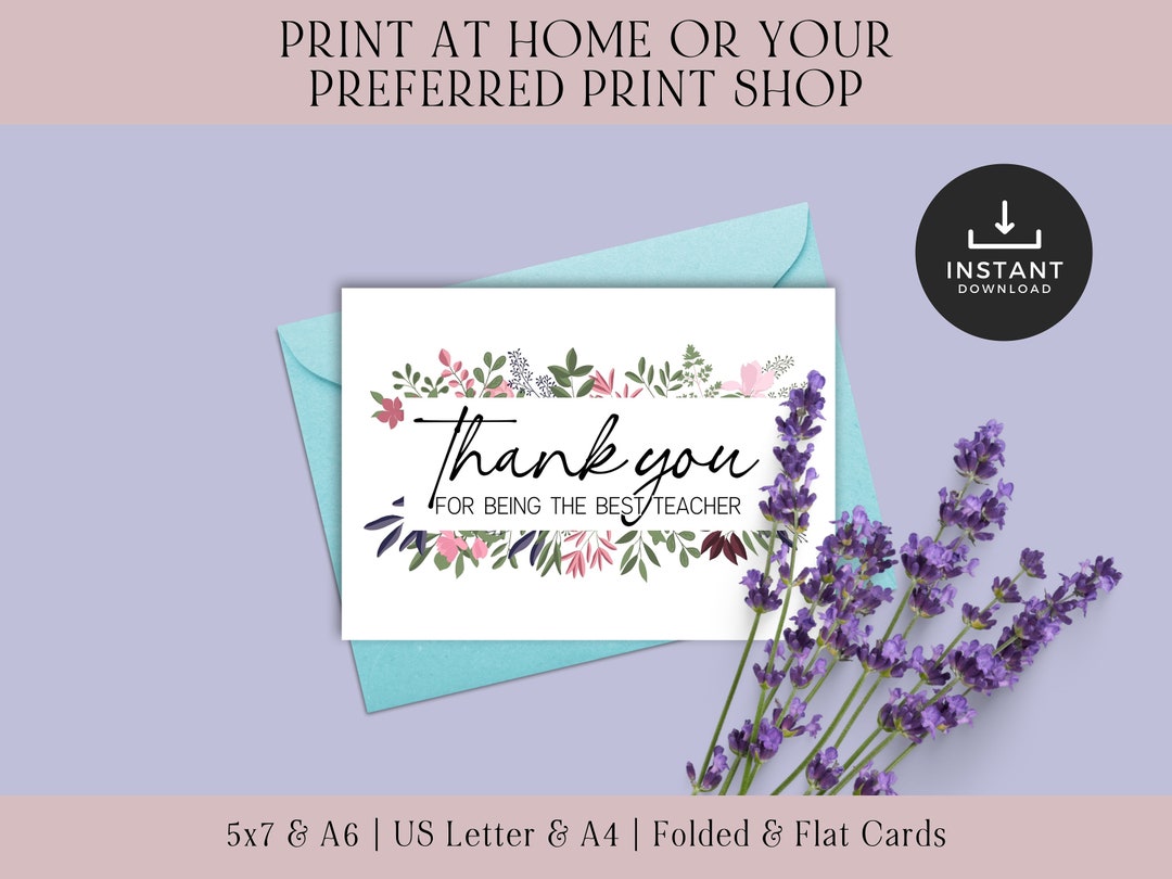 Teacher Appreciation Day Printable Cards Printable Gift for Teacher