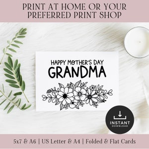 Tarjeta para colorear del día de las madres para la abuela / Tarjeta imprimible del día de las madres / Tarjeta imprimible para la abuela / Tarjeta para colorear para el día de las madres de la abuela PDF