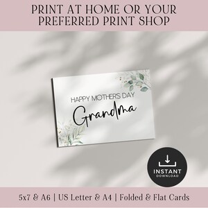 Printable Mothers Day Card For Grandma | Printable Mother&#39;s Day Card | Printable Card For Grandma | Eucalyptus Printable Card For Grandma