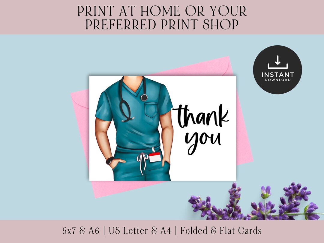 Male Nurse Thank You Cards Printable Bundle Nurse Week Thank You Cards