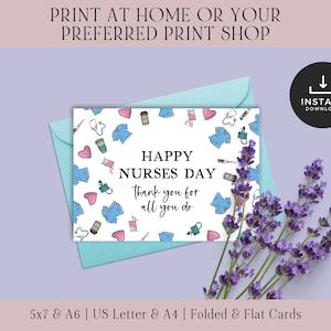 Nurses Day Thank You Card | Thank You Cards For Nurses Week | Nurse Appreciation Week Printable Card | Nurse Thank You Cards Printable