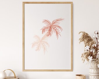 Arte de pared de palmeras sencillo, arte imprimible bohemio, arte digital de palmeras bonitas