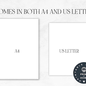 Pu&ograve; includere: Due fogli di carta bianchi vuoti, uno etichettato "A4" e l'altro "US Letter". Il foglio US Letter ha un logo stampabile con un'icona di stampante e il testo "Stampa a casa".