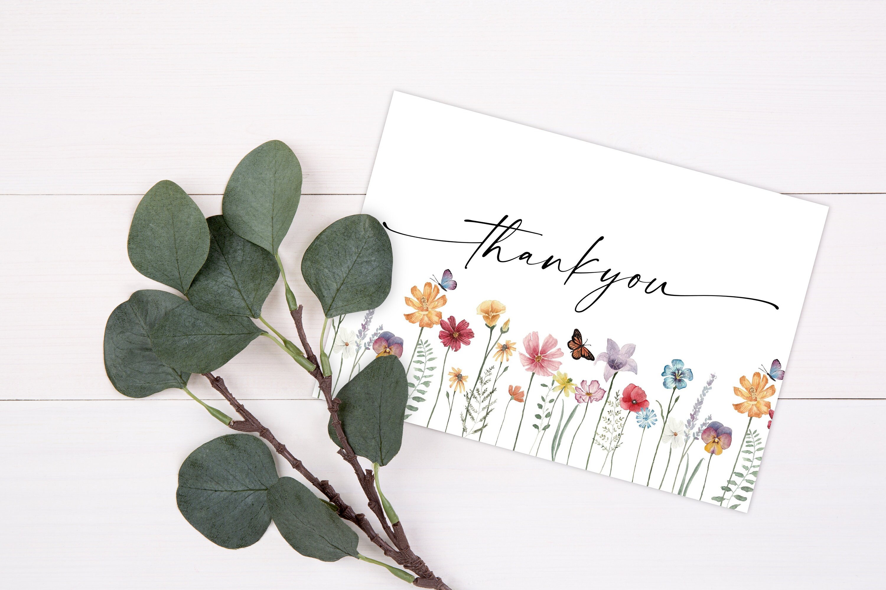 Wildflower Thank You Card | Printable Thank You Card PDF | Print and ...