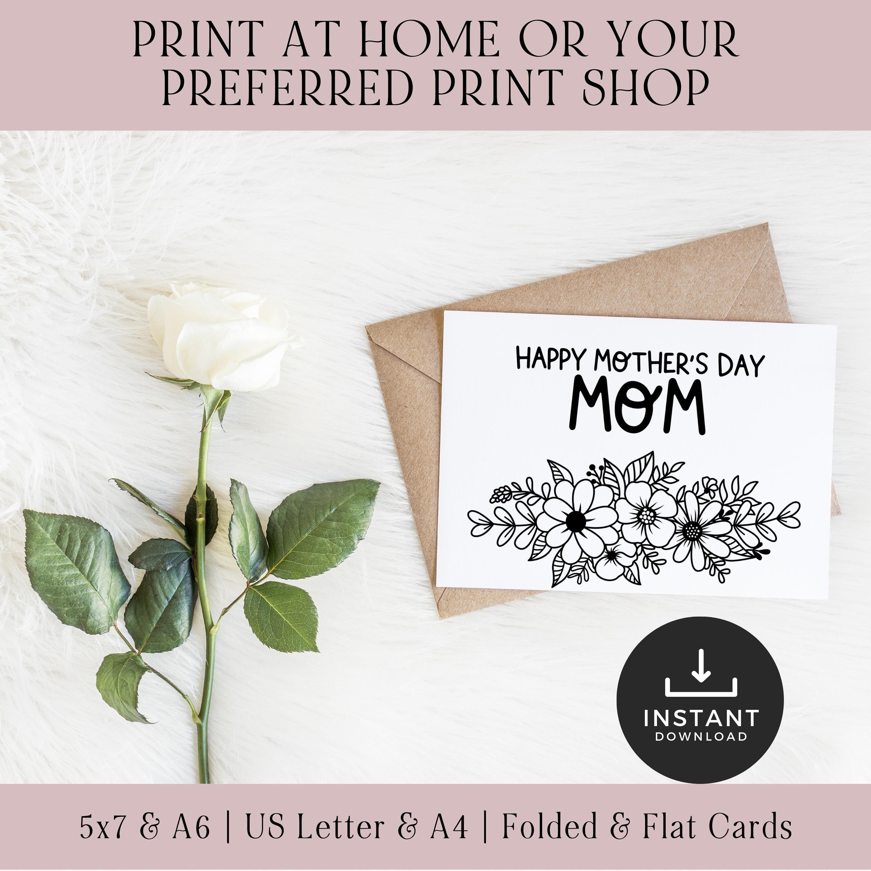 Printable Card for Mum Printable Mothers Day Coloring Cards Print and ...