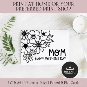 Coloring Card For Mothers Day PDF | Printable Mothers Day Coloring Cards | Print and Color Card | Printable Card For Mom | Print and Cut