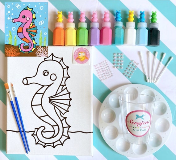 Kids Painting Kit Cool Underwater Seahorse Acrylic Painting Kit Kids  Birthday Art Party Birthday Gift 