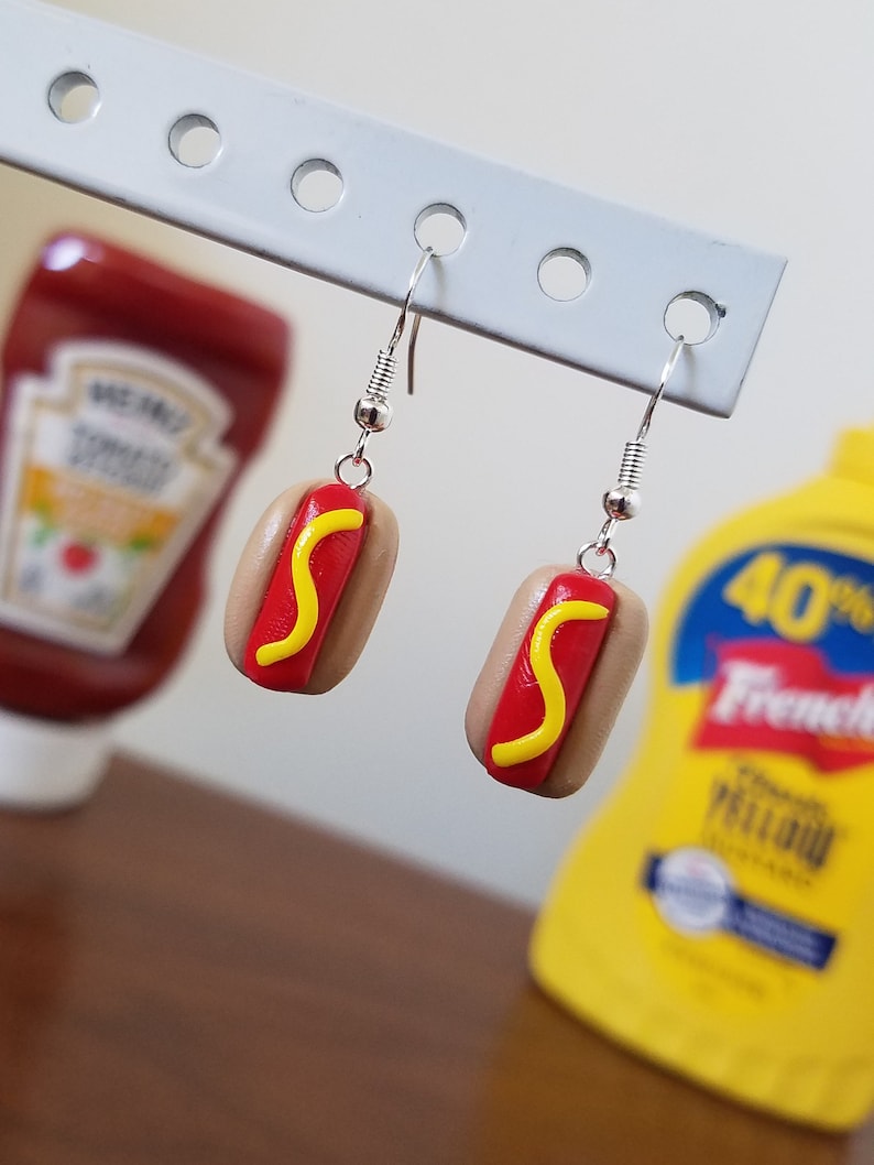 Clay Hot Dog Earrings