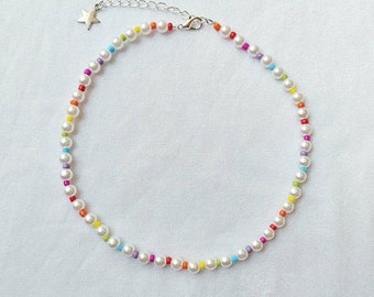 Pearl Rainbow Beaded Necklace