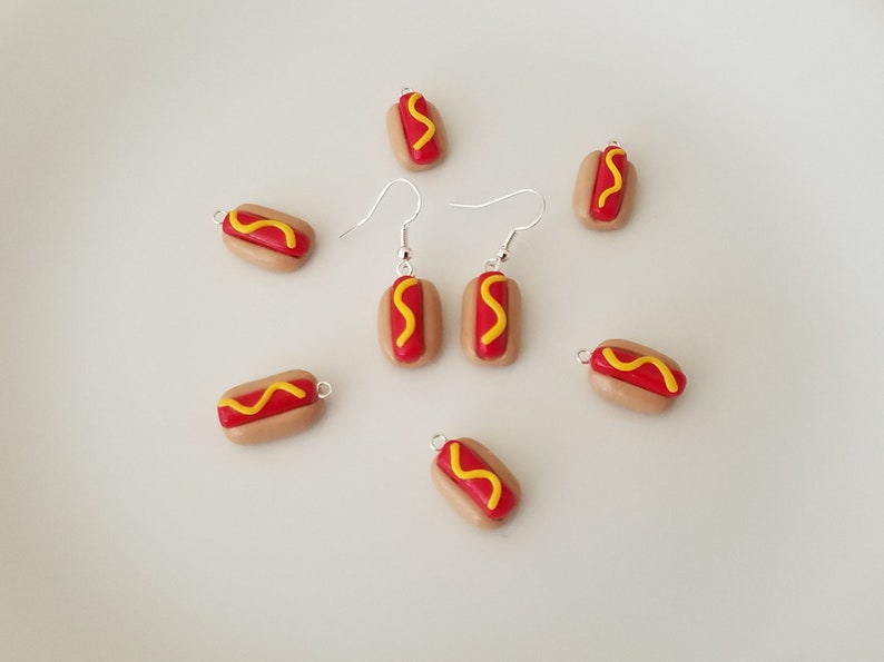 Clay Hot Dog Earrings